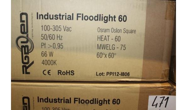 4 industriële floodlights 60, 66W